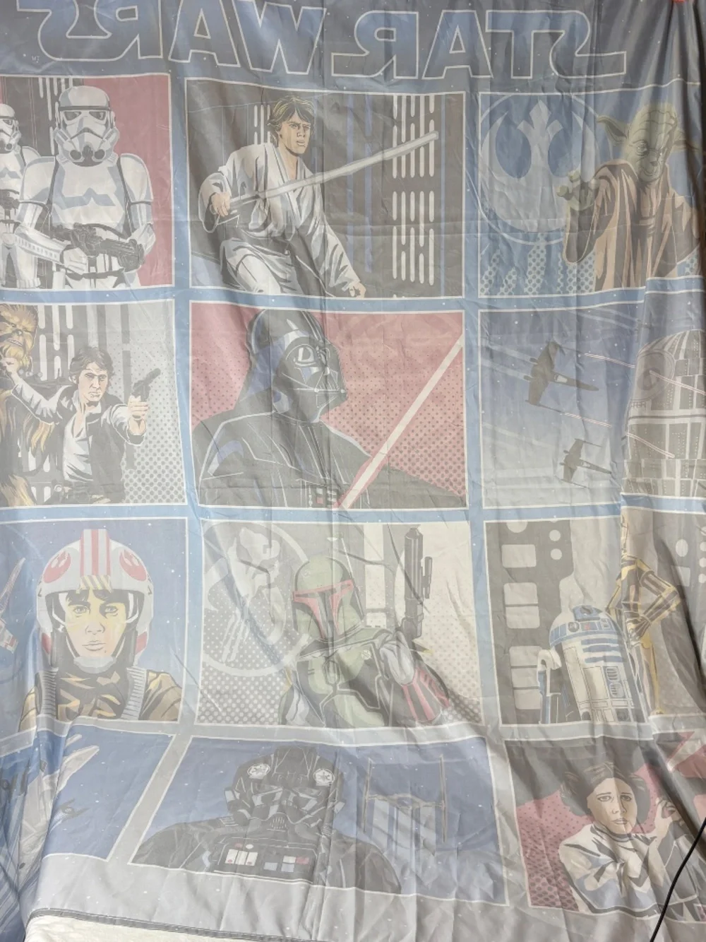 STAR WARS Collage of Iconic Characters Shower Curtain 70x72 NWOT Vader,Yoda,Leia